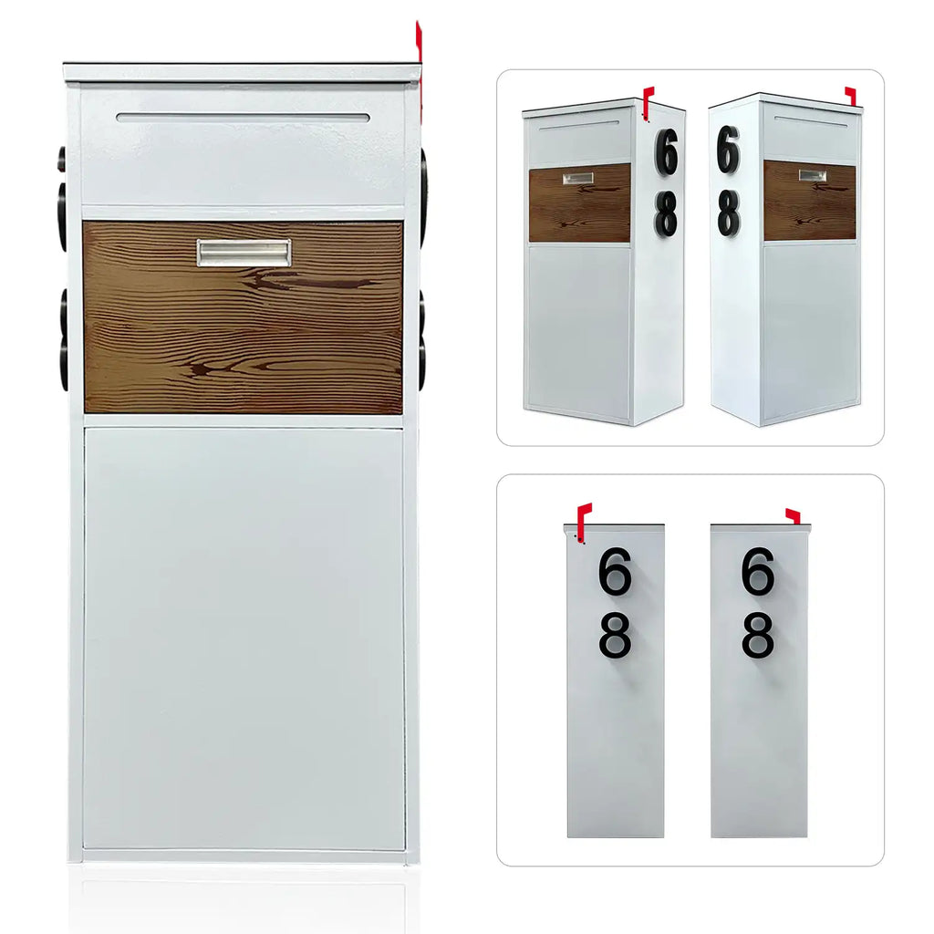 Custom Solar House Number Mailbox Anti-theft Package Box | Arctic White