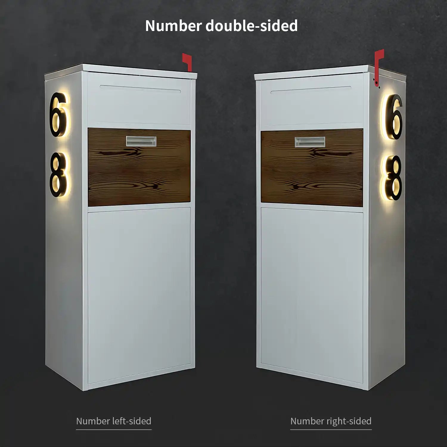 Custom Solar House Number Mailbox Anti-theft Package Box | Arctic White