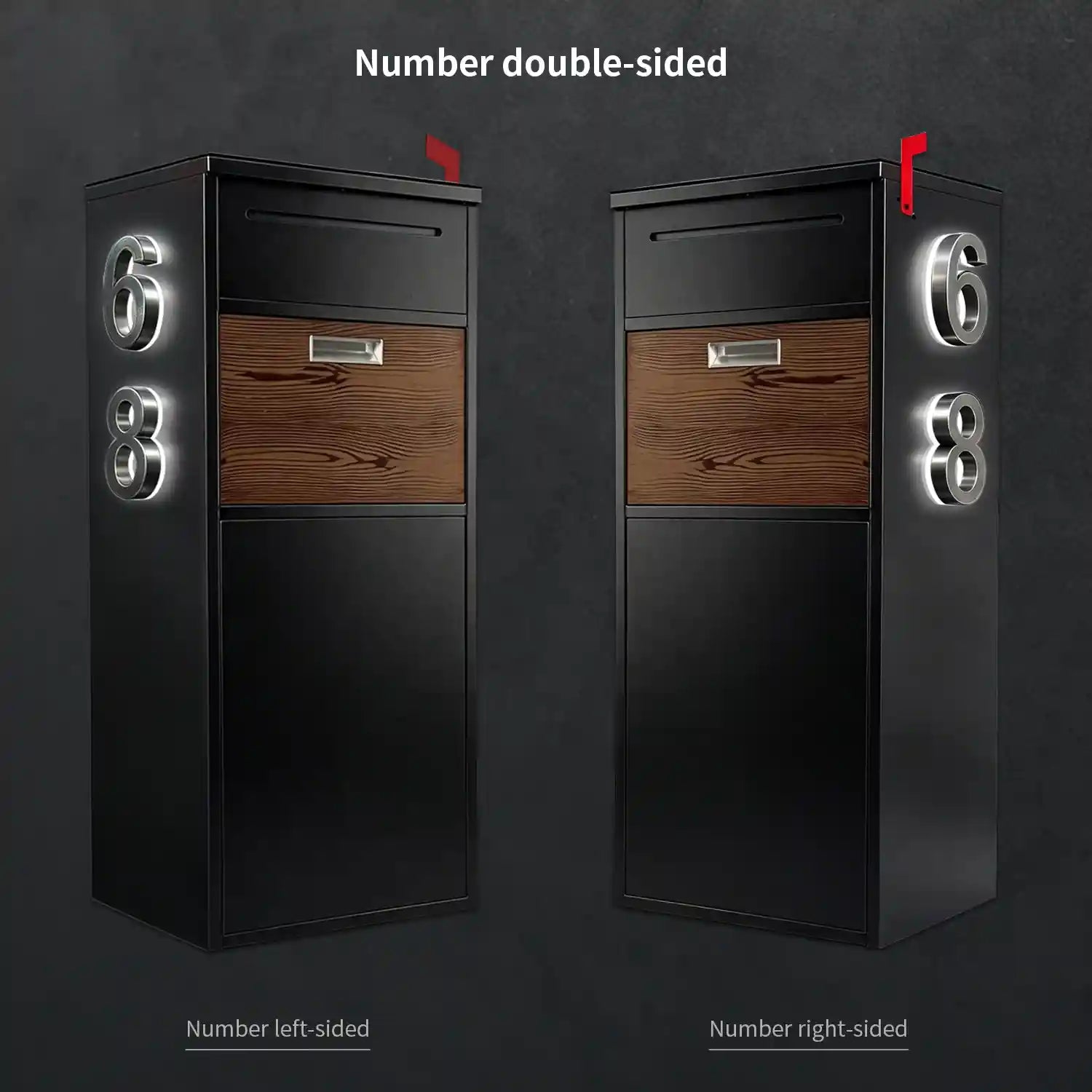 Custom Solar House Number Mailbox Modern Package Box | Obsidian Black