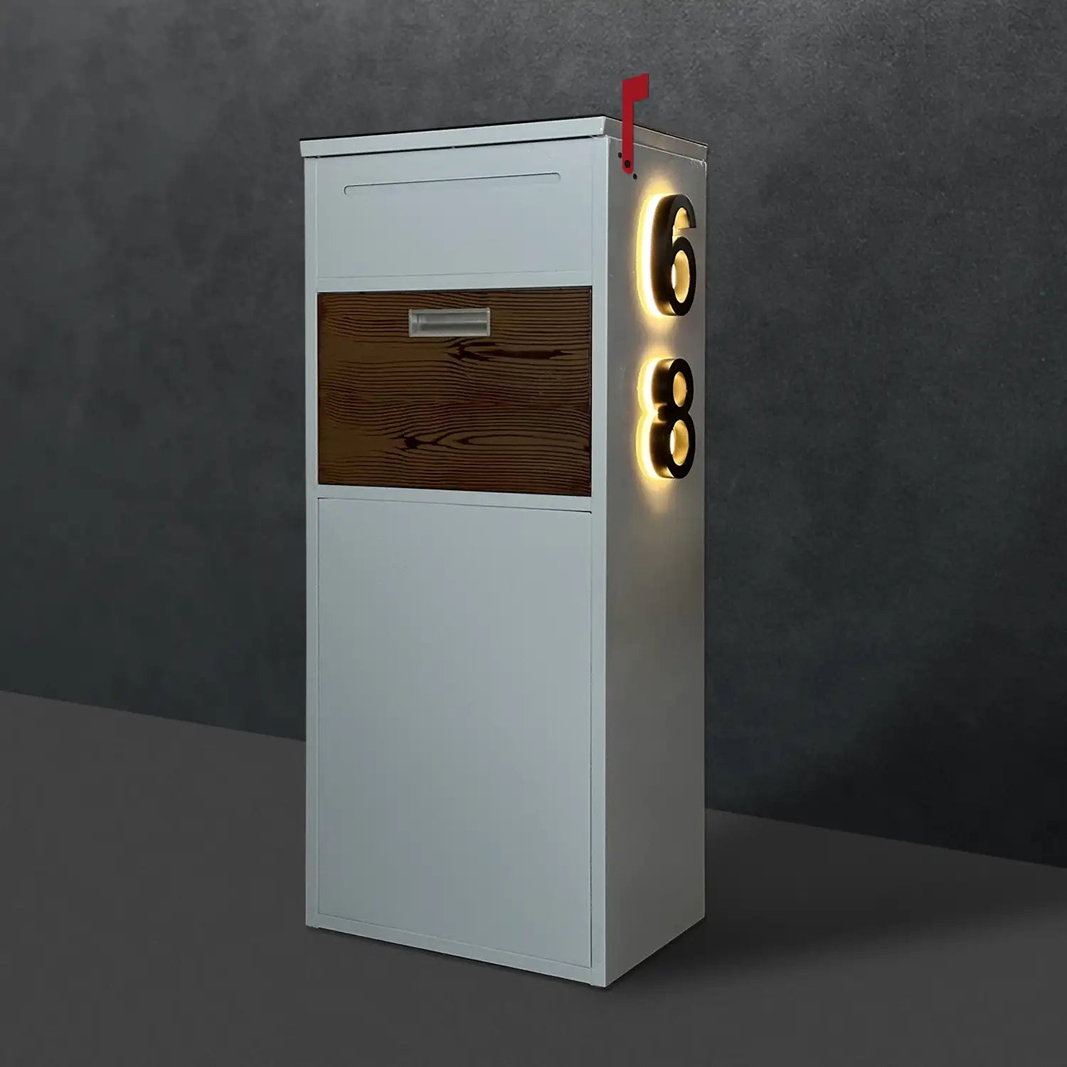 Custom Solar House Number Mailbox Anti-theft Package Box | Arctic White
