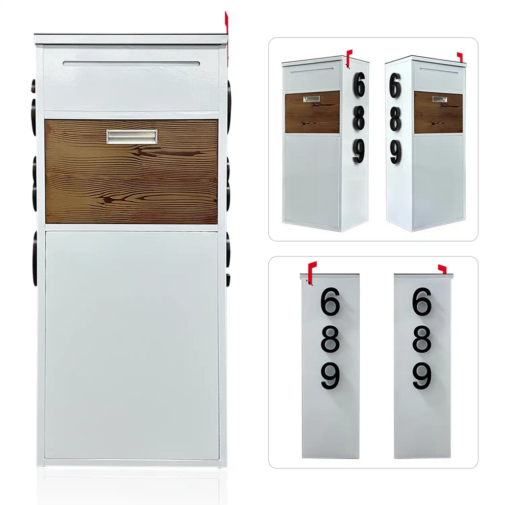 Custom Solar House Number Mailbox Anti-theft Package Box | Arctic White