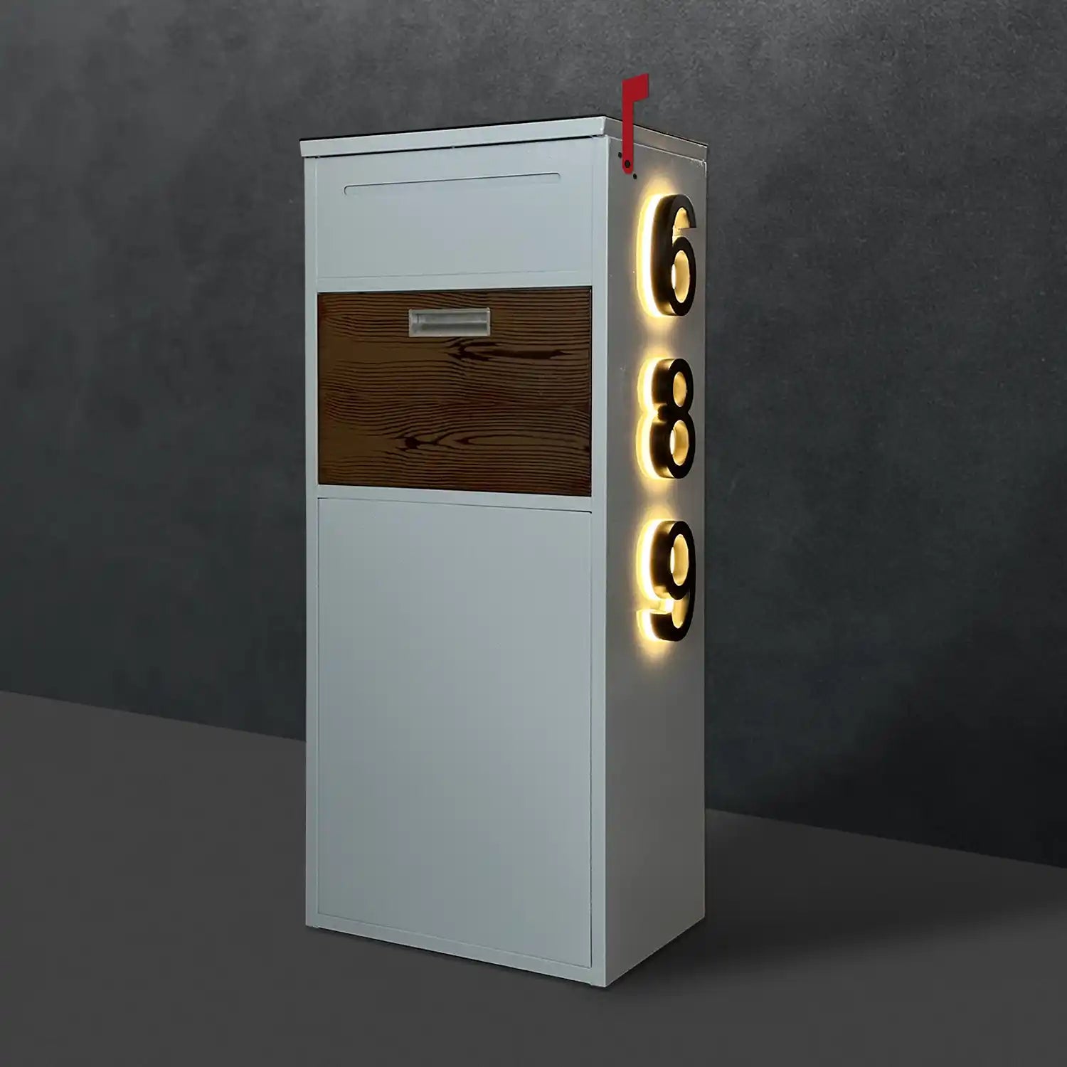 Custom Solar House Number Mailbox Anti-theft Package Box | Arctic White