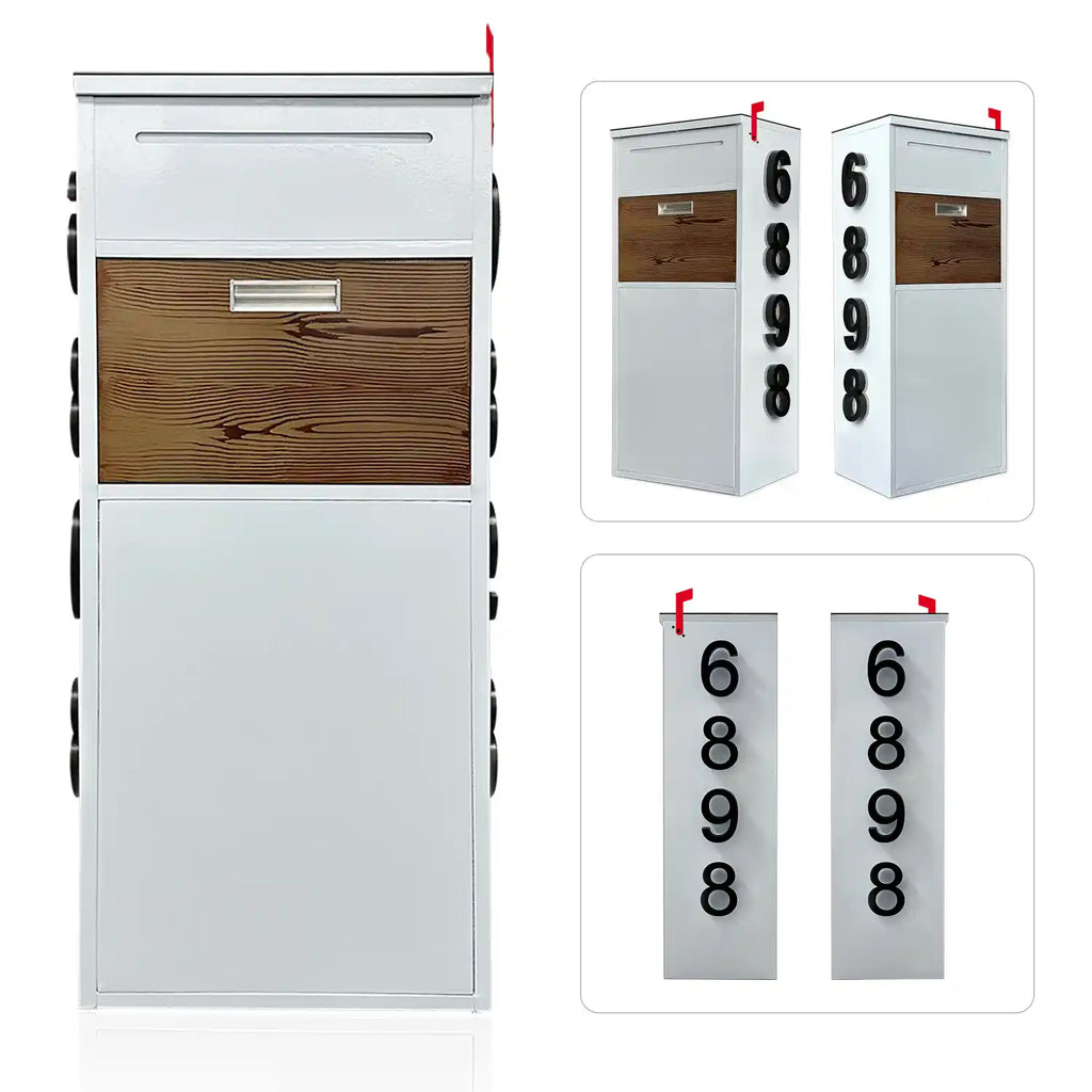 Custom Solar House Number Mailbox Anti-theft Package Box | Arctic White