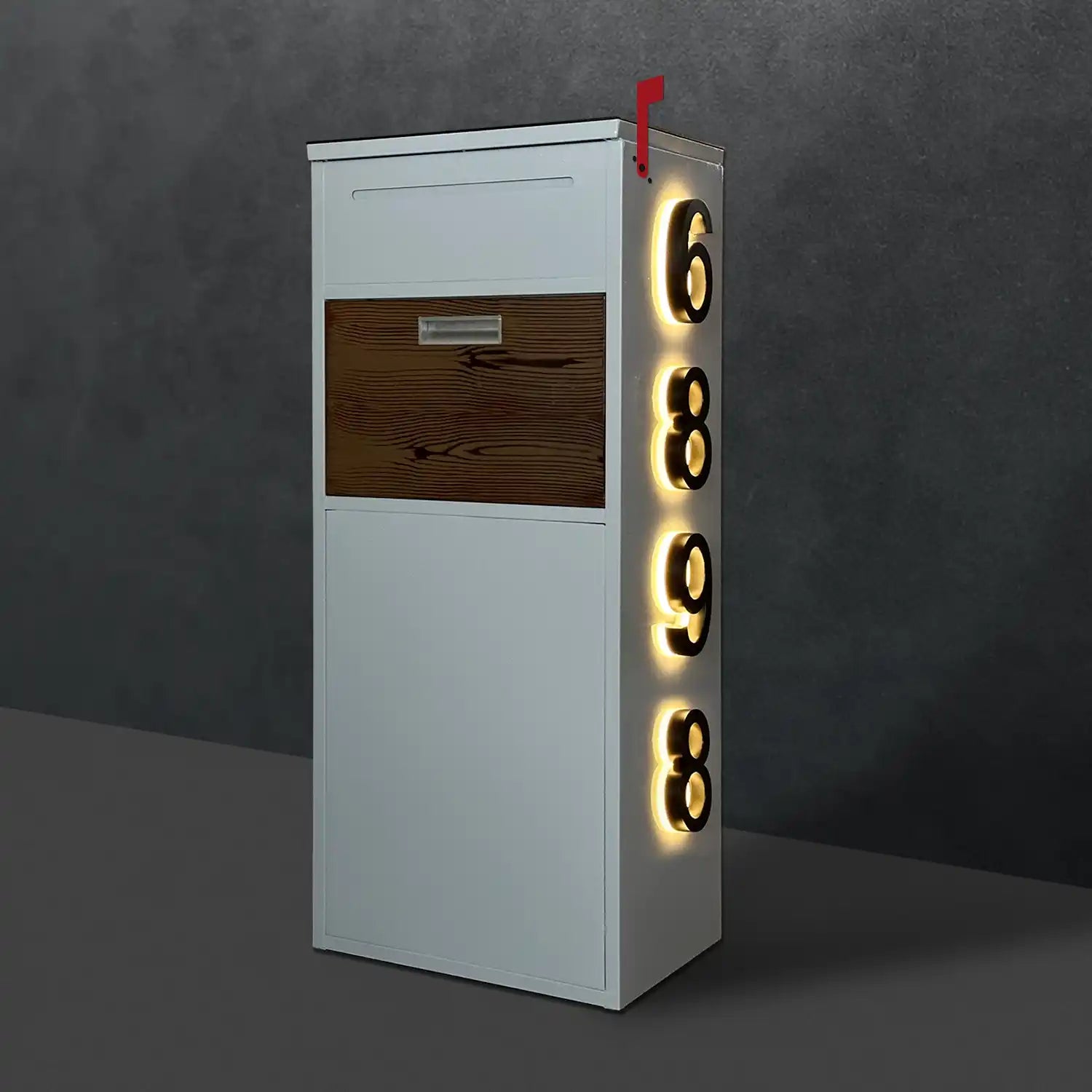 Custom Solar House Number Mailbox Anti-theft Package Box | Arctic White