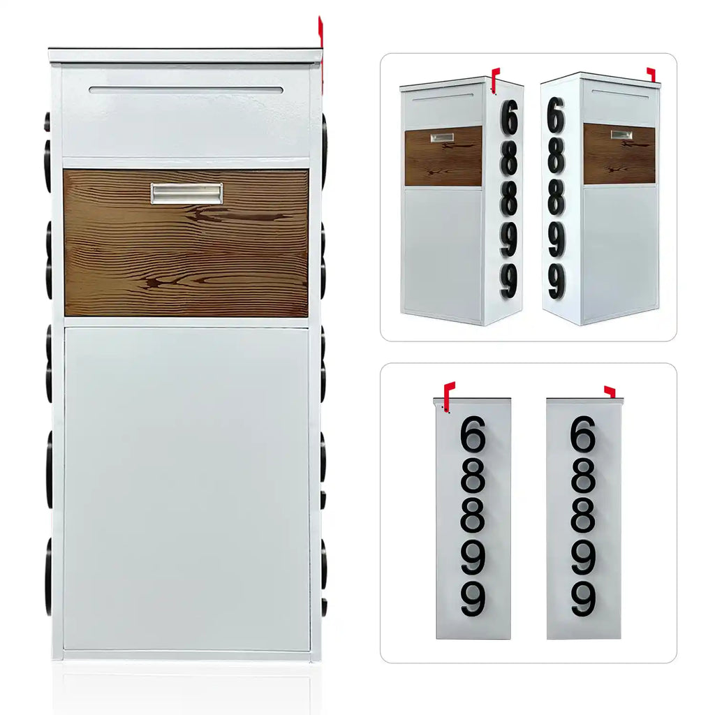 Custom Solar House Number Mailbox Anti-theft Package Box | Arctic White