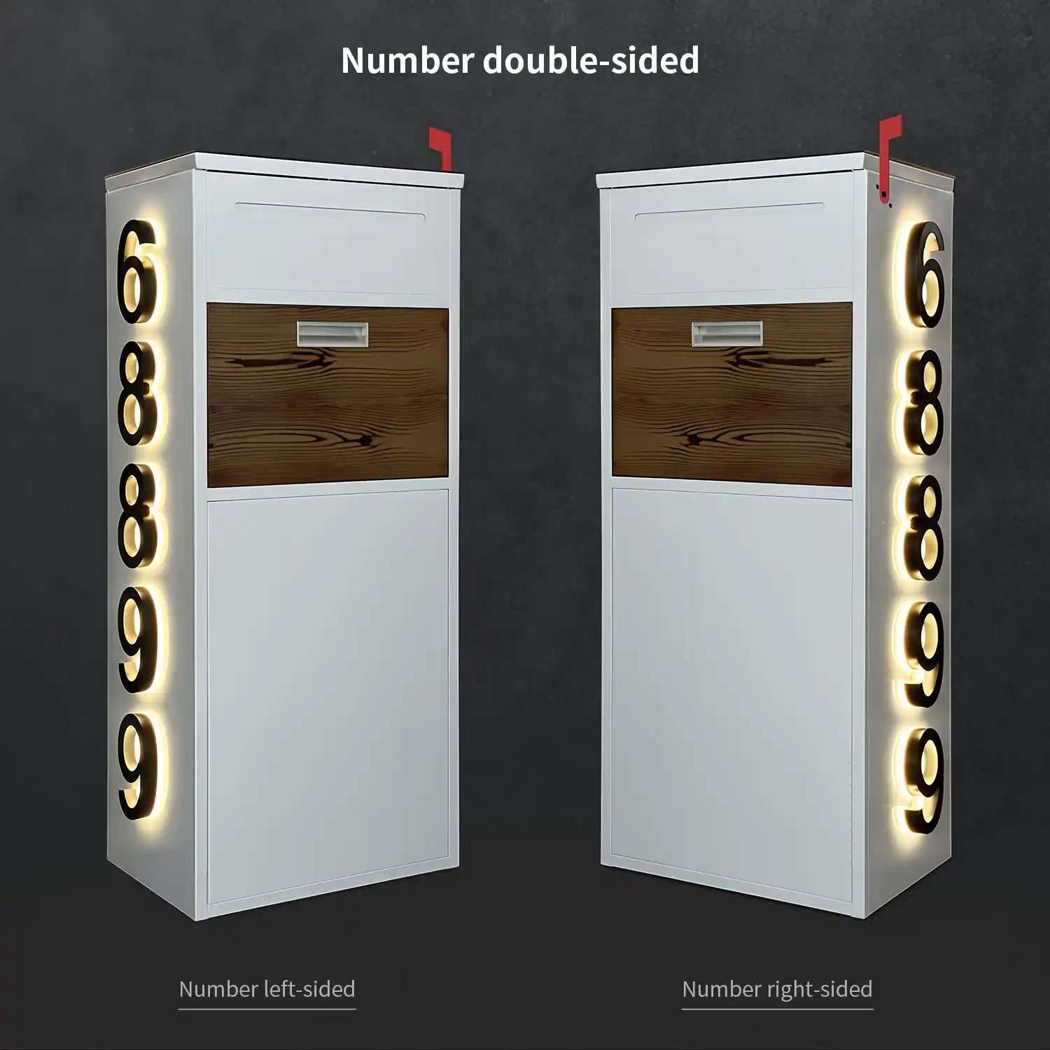 Custom Solar House Number Mailbox Anti-theft Package Box | Arctic White
