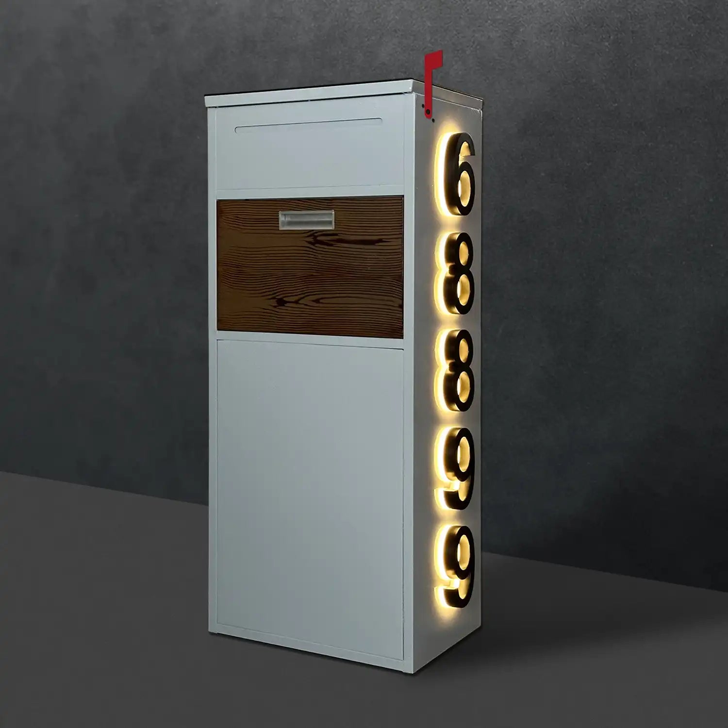 Custom Solar House Number Mailbox Anti-theft Package Box | Arctic White