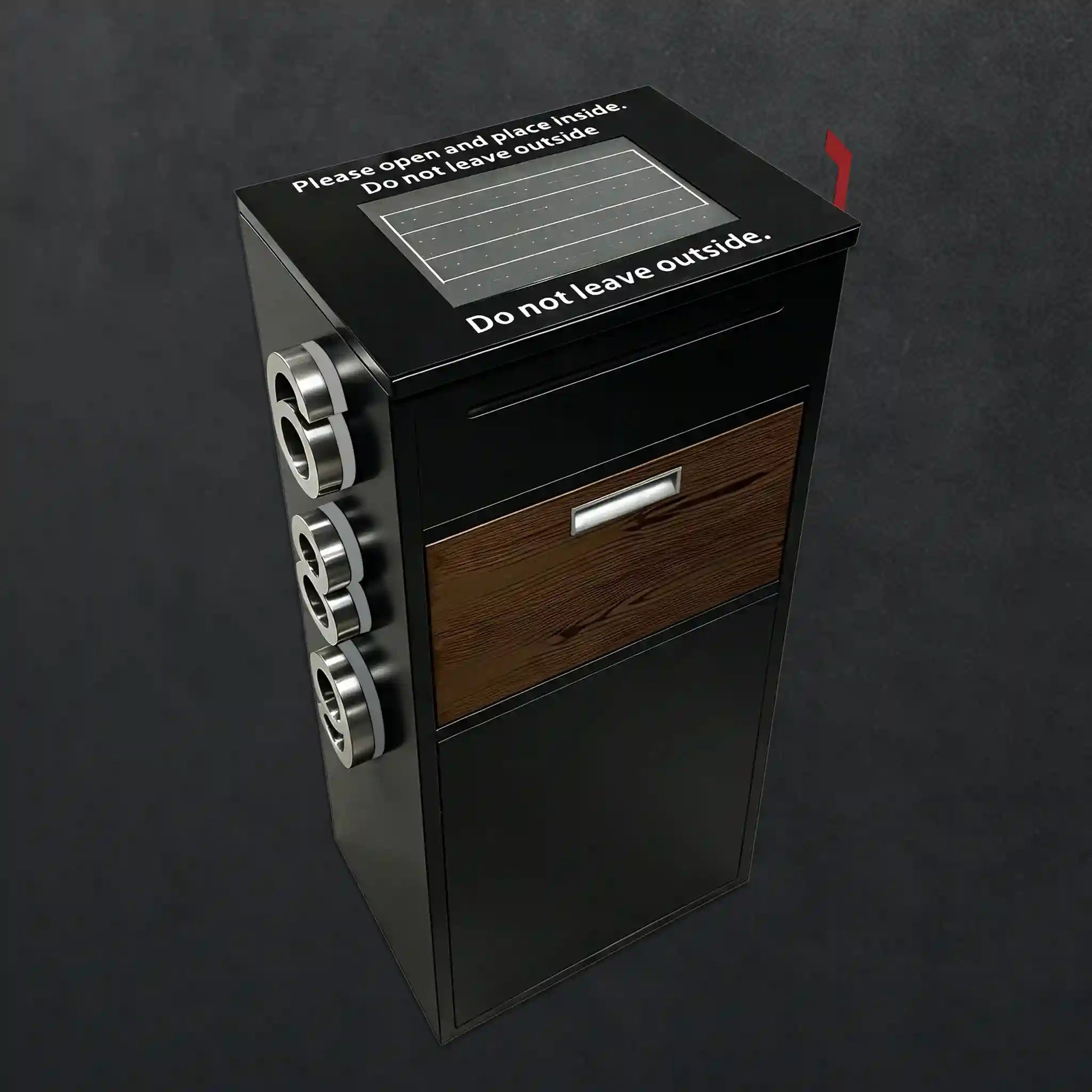 Custom Solar House Number Mailbox Modern Package Box | Obsidian Black