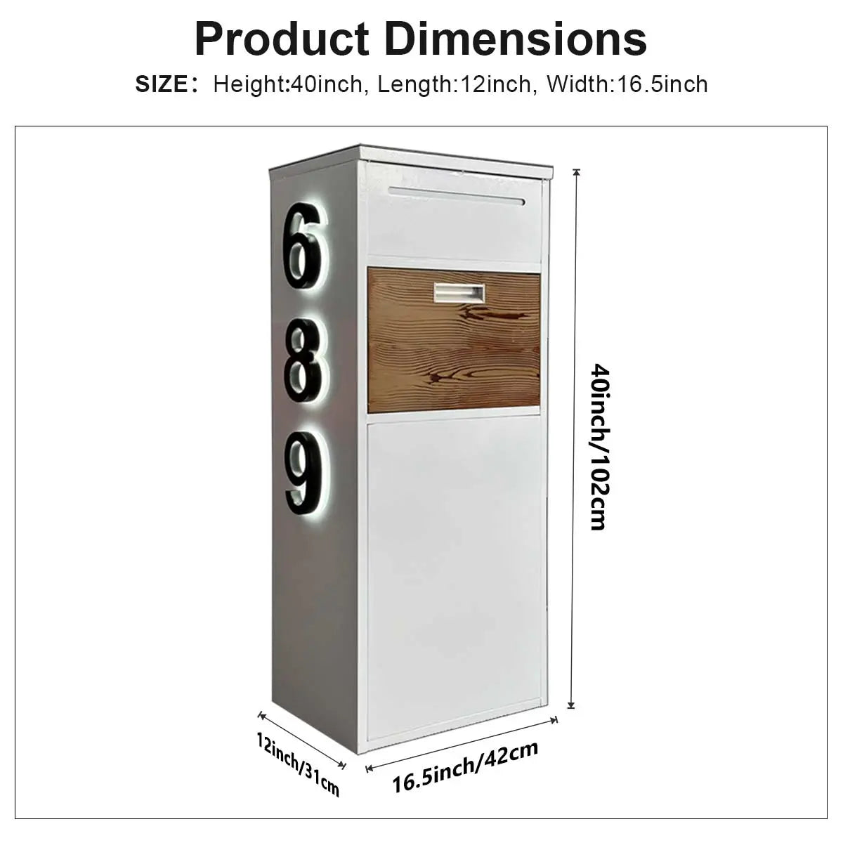 Custom Solar House Number Mailbox Anti-theft Package Box | Arctic White