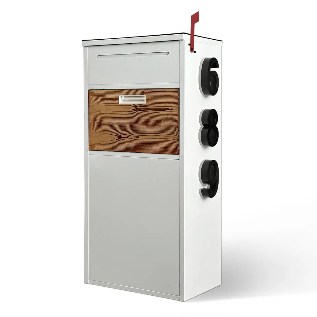 Custom Solar House Number Mailbox Anti-theft Package Box | Arctic White