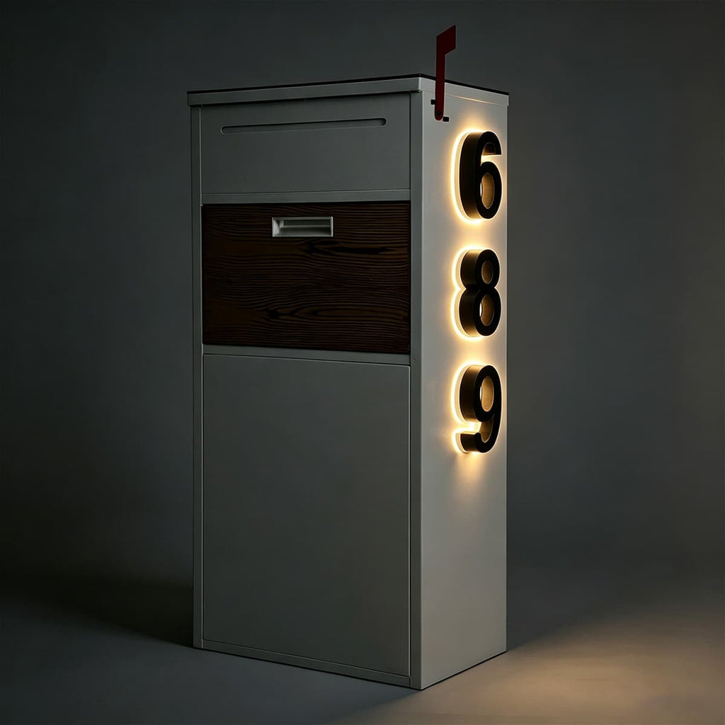 Custom Solar House Number Mailbox Anti-theft Package Box | Arctic White
