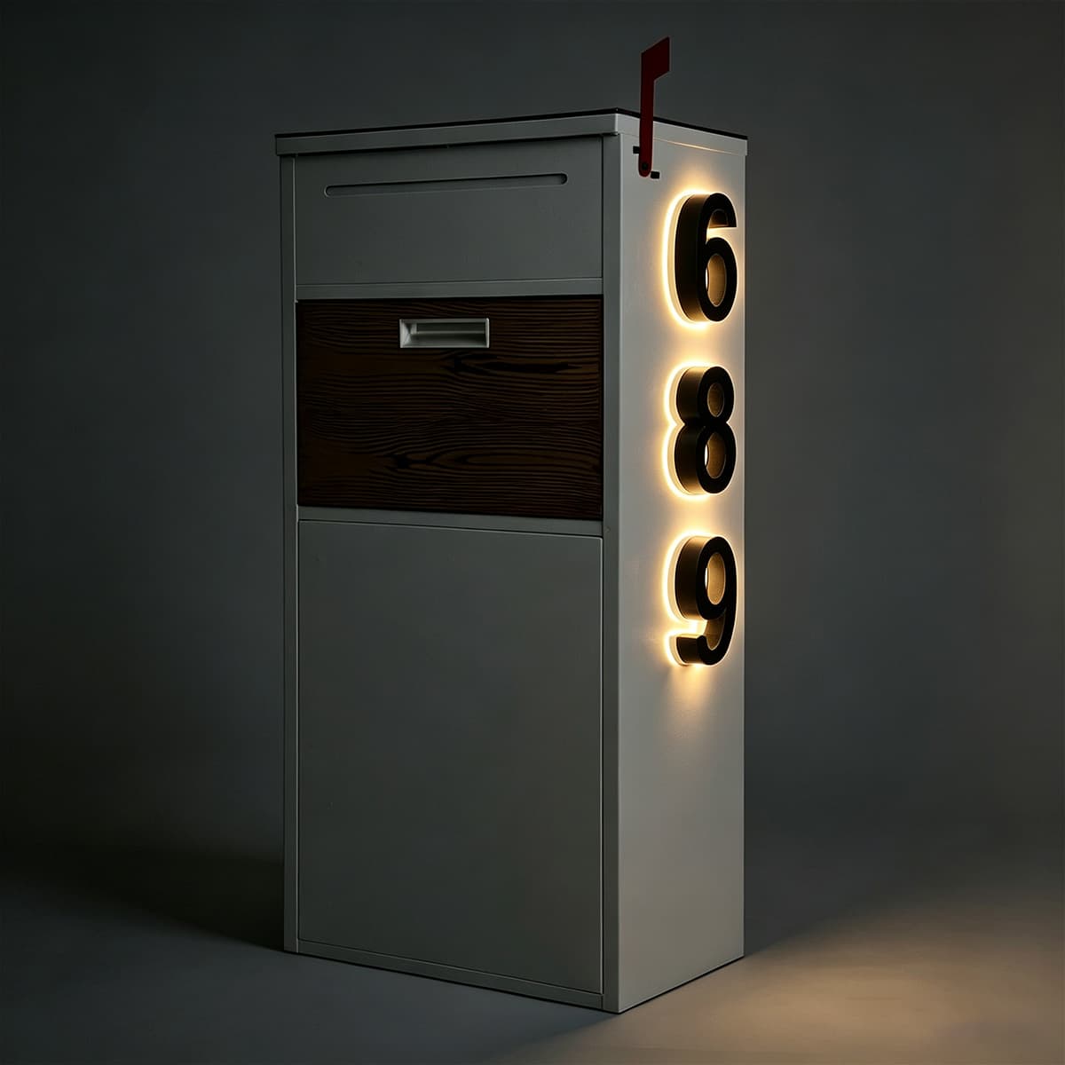 Custom Solar House Number Mailbox Anti-theft Package Box | Arctic White