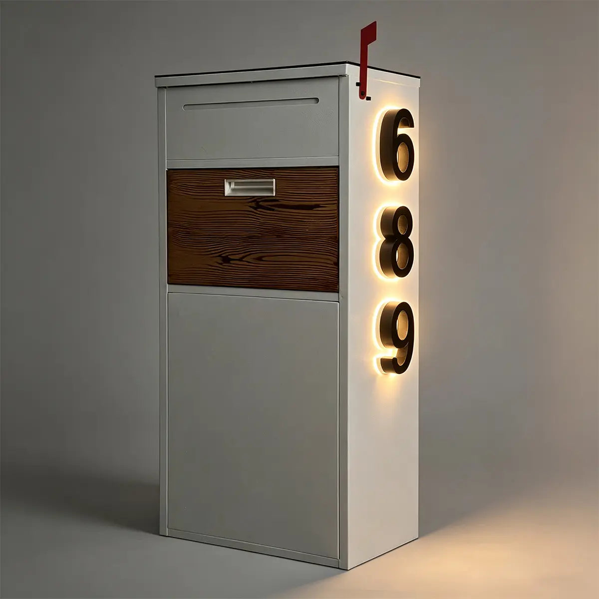 Custom Solar House Number Mailbox Anti-theft Package Box | Arctic White