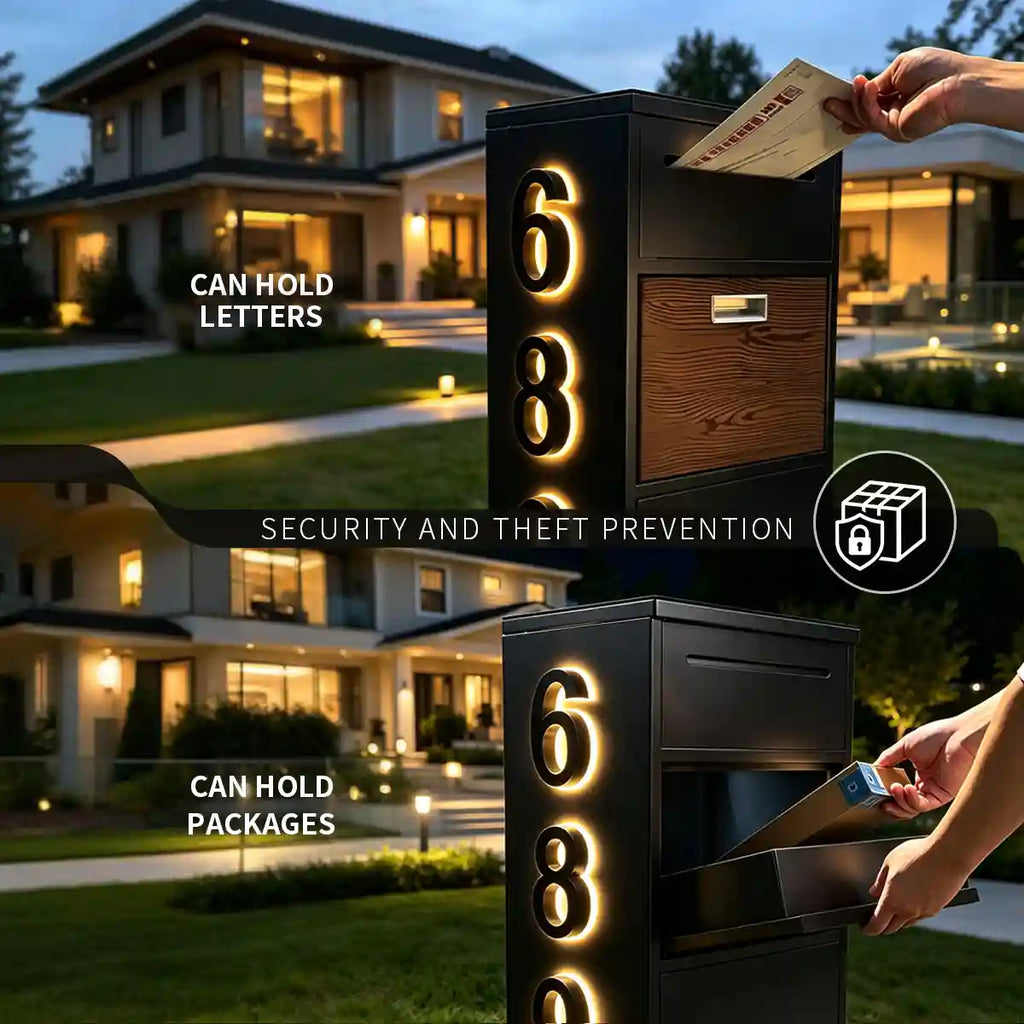 CurbHalo Modern Package Box Mailbox with separate letter and package compartments for secure delivery storage