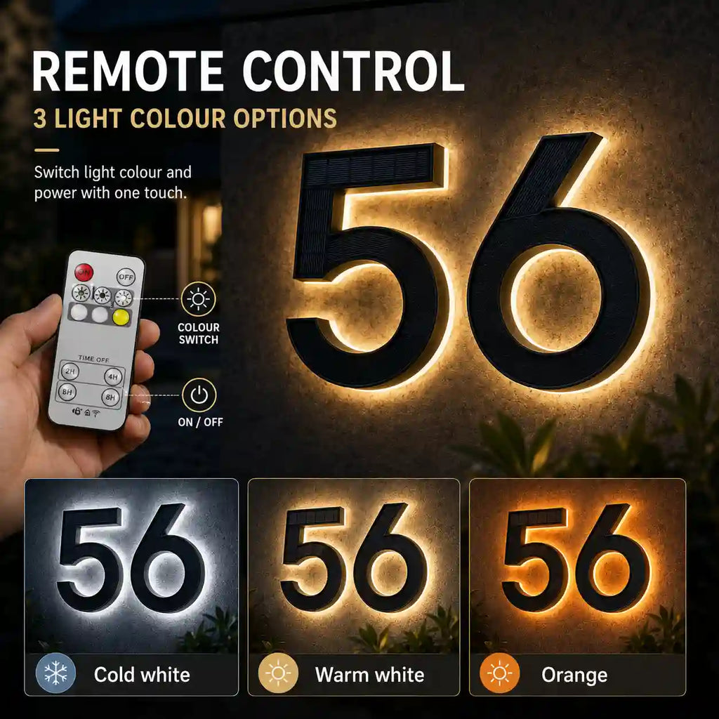 solar wireless led house number product lighting color option introduction